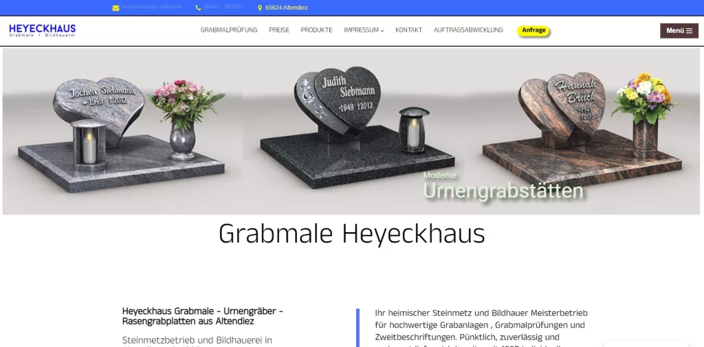Website Heyeckhaus Grabmale Bildhauerei